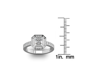14K White Gold (5.2 G) 1 1/3 Carat Asscher Cut Halo Diamond Engagement Ring (H-I, VS2-SI1) By SuperJeweler