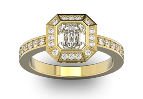 14K Yellow Gold (5.2 G) 1 1/3 Carat Asscher Cut Halo Diamond Engagement Ring (H-I, VS2-SI1) By SuperJeweler