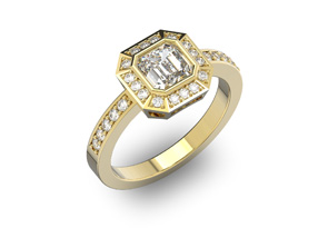 14K Yellow Gold (5.2 G) 1 1/3 Carat Asscher Cut Halo Diamond Engagement Ring (H-I, VS2-SI1) By SuperJeweler