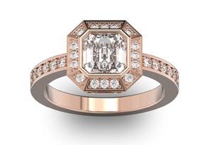 14K Rose Gold (5.3 G) 1 3/4 Carat Asscher Cut Halo Diamond Engagement Ring (H-I, VS2-SI1) By SuperJeweler