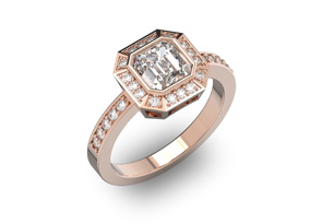 14K Rose Gold (5.3 G) 1 3/4 Carat Asscher Cut Halo Diamond Engagement Ring (H-I, VS2-SI1) By SuperJeweler
