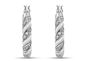 Elegant Swirl Diamond Hoop Earrings, Platinum Overlay, 3/4 Inch, J/K By SuperJeweler