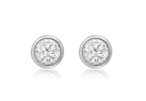 1/4 Carat Bezel Set Diamond Stud Earrings Crafted In 14K White Gold (0.6 G), H/I By SuperJeweler