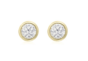 1/5 Carat Bezel Set Diamond Stud Earrings Crafted In 14K Yellow Gold (0.6 G), H/I By SuperJeweler