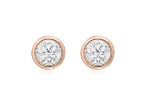 1/5 Carat Bezel Set Diamond Stud Earrings Crafted In 14K Rose Gold (0.6 G), H/I By SuperJeweler
