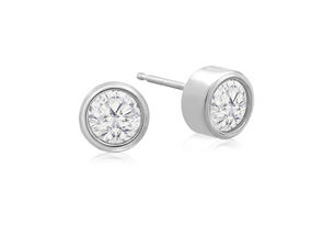1/3 Carat Bezel Set Diamond Stud Earrings Crafted In 14K White Gold (0.8 G), H/I By SuperJeweler