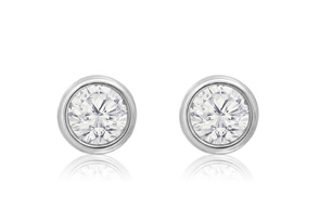 1/3 Carat Bezel Set Diamond Stud Earrings Crafted In 14K White Gold (0.8 G), H/I By SuperJeweler