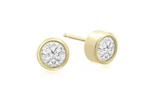 1/3 Carat Bezel Set Diamond Stud Earrings Crafted In 14K Yellow Gold (0.8 G), H/I By SuperJeweler