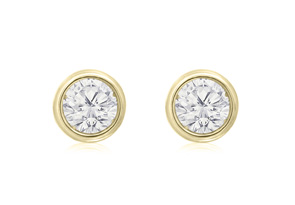 1/3 Carat Bezel Set Diamond Stud Earrings Crafted In 14K Yellow Gold (0.8 G), H/I By SuperJeweler