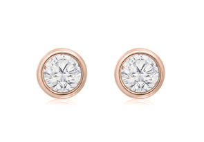 1/3 Carat Bezel Set Diamond Stud Earrings Crafted In 14K Rose Gold (0.8 G), H/I By SuperJeweler