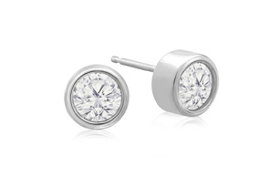 1/2 Carat Bezel Set Diamond Stud Earrings Crafted In 14K White Gold (1.1 G), H/I By SuperJeweler