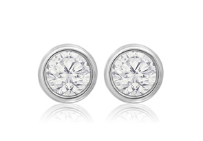 1/2 Carat Bezel Set Diamond Stud Earrings Crafted In 14K White Gold (1.1 G), H/I By SuperJeweler