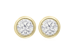 1/2 Carat Bezel Set Diamond Stud Earrings Crafted In 14K Yellow Gold (1.1 G), H/I By SuperJeweler