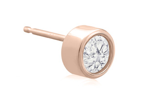 1/2 Carat Bezel Set Diamond Stud Earrings Crafted In 14K Rose Gold (1.1 G), H/I By SuperJeweler