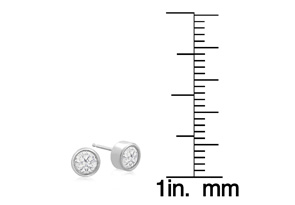 3/4 Carat Bezel Set Diamond Stud Earrings Crafted In 14K White Gold (1.3 G), H/I By SuperJeweler
