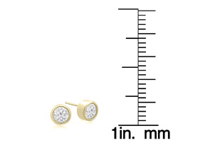 3/4 Carat Bezel Set Diamond Stud Earrings Crafted In 14K Yellow Gold (1.3 G), H/I By SuperJeweler