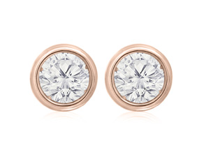 3/4 Carat Bezel Set Diamond Stud Earrings Crafted In 14K Rose Gold (1.3 G), H/I By SuperJeweler