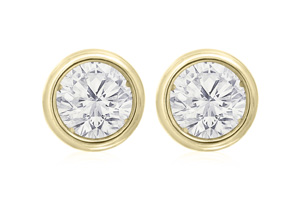 1 Carat Bezel Set Diamond Stud Earrings Crafted In 14K Yellow Gold (1.8 G), H/I By SuperJeweler
