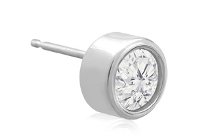 1 1/3 Carat Bezel Set Diamond Stud Earrings Crafted In 14K White Gold (2 G), H/I By SuperJeweler
