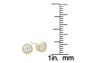 1 1/3 Carat Bezel Set Diamond Stud Earrings Crafted In 14K Yellow Gold (2 G), H/I By SuperJeweler