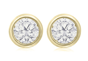 1.5 Carat Bezel Set Diamond Stud Earrings Crafted In 14K Yellow Gold (2.1 G), H/I By SuperJeweler