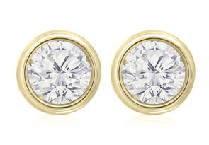 2 Carat Bezel Set Diamond Stud Earrings Crafted In 14K Yellow Gold (2.4 G), H/I By SuperJeweler