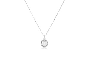Letter F Diamond Initial Necklace In Sterling Silver, 18 Inches, J/K By SuperJeweler
