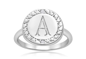 A Initial Diamond Ring In Sterling Silver, J/K By SuperJeweler