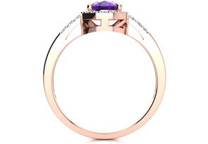 3/4 Carat Oval Shape Amethyst & Halo Diamond Ring In 14K Rose Gold (3 G), I/J By SuperJeweler