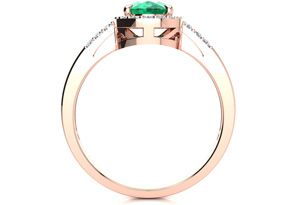 1 Carat Oval Shape Emerald Cut & Halo Diamond Ring In 14K Rose Gold (3 G), I/J By SuperJeweler