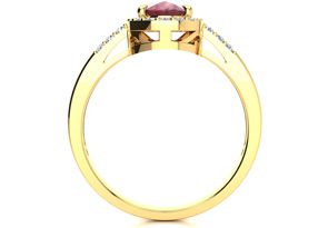 1 Carat Oval Shape Ruby & Halo Diamond Ring In 14K Yellow Gold (3 G), I/J By SuperJeweler