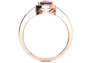 1 Carat Oval Shape Ruby & Halo Diamond Ring In 14K Rose Gold (3 G), I/J By SuperJeweler