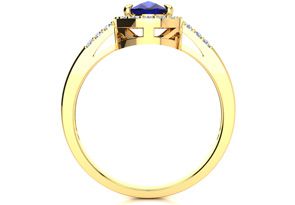 1 Carat Oval Shape Sapphire & Halo Diamond Ring In 14K Yellow Gold (3 G), I/J By SuperJeweler