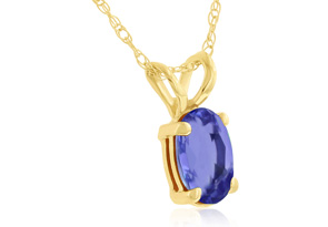 .40 Carat Oval Shaped Tanzanite Pendant Necklace In 14k Yellow Gold (0.7 G), 18 Inches By SuperJeweler