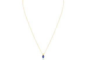 .40 Carat Oval Shaped Tanzanite Pendant Necklace In 14k Yellow Gold (0.7 G), 18 Inches By SuperJeweler