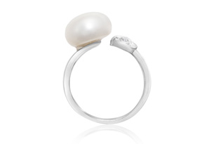 12MM Freshwater Cultured Single Pearl & Embellished Fox Ring By SuperJeweler