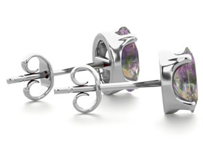 1 Carat Oval Shape Mystic Topaz Stud Earrings In Sterling Silver By SuperJeweler