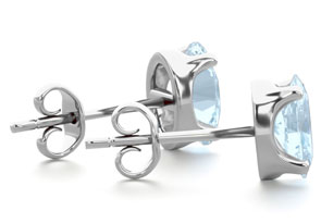1 Carat Oval Shape Aquamarine Stud Earrings In Sterling Silver By SuperJeweler