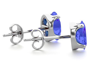 1 Carat Oval Shape Tanzanite Stud Earrings In Sterling Silver By SuperJeweler