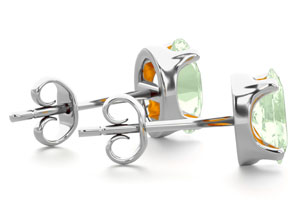1 Carat Oval Shape Green Amethyst Stud Earrings In Sterling Silver By SuperJeweler