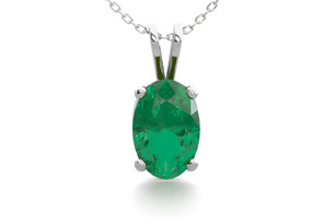 1/2 Carat Oval Shape Emerald Necklace In Sterling Silver, 18 Inch Chain By SuperJeweler