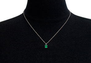 1/2 Carat Oval Shape Emerald Necklace In Sterling Silver, 18 Inch Chain By SuperJeweler