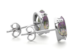 2 Carat Oval Shape Mystic Topaz Stud Earrings In Sterling Silver By SuperJeweler
