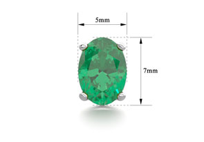 1.5 Carat Oval Shape Emerald Stud Earrings In Sterling Silver By SuperJeweler