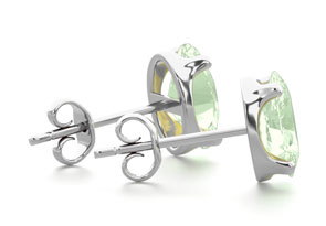 1.5 Carat Oval Shape Green Amethyst Stud Earrings In Sterling Silver By SuperJeweler