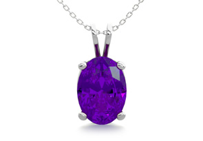 3/4 Carat Oval Shape Amethyst Necklace In Sterling Silver, 18 Inches By SuperJeweler