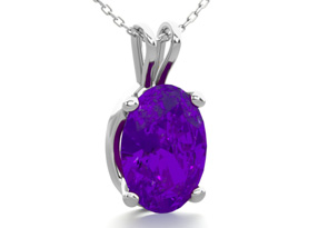 3/4 Carat Oval Shape Amethyst Necklace In Sterling Silver, 18 Inches By SuperJeweler
