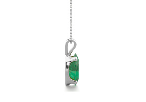 3/4 Carat Oval Shape Emerald Necklaces In Sterling Silver, 18 Inch Chain By SuperJeweler