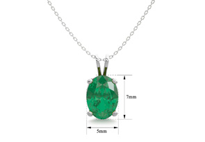 3/4 Carat Oval Shape Emerald Necklaces In Sterling Silver, 18 Inch Chain By SuperJeweler