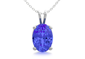 1 Carat Oval Shape Tanzanite Necklace In Sterling Silver, 18 Inches By SuperJeweler